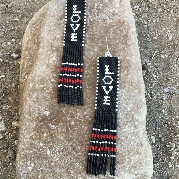 LOVE Beaded Earrings with Fringe - Picture 5 of 9